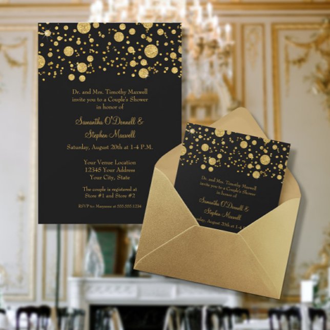 Gold Leaf Glitzer Confetti Dots Couples Dusche Einladung (Von Creator hochgeladen)