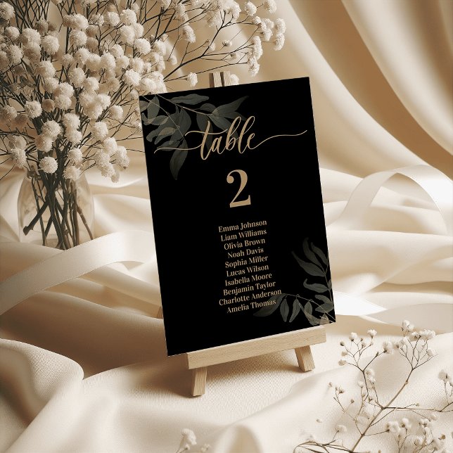 Gold Leaf Hochzeit Tischkarten Smaragdgrün Tischnummer (Gold Leaf Wedding Table Cards Emerald Green)