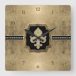 Gold Leaf Look Lilie Imitate Vintag Jewel Quadratische Wanduhr