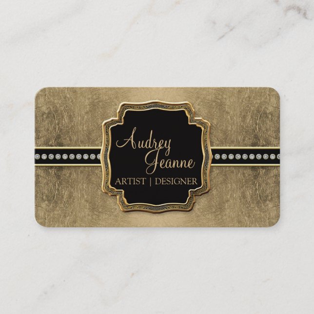 Gold Leaf Look Lilie Imitate Vintag Jewel Visitenkarte (Vorderseite)