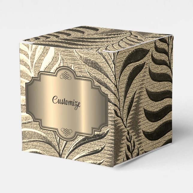 Gold Leaf Motif Cube Geschenkschachtel (Vorderseite)