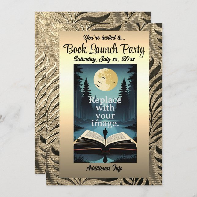 Gold Leaf Motif Einladung (Vorne/Hinten)