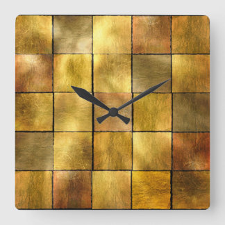 Gold Leaf Quadratische Wanduhr