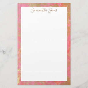 Gold Leaf Rosa Marmor Metallic PERSONALISIERT Briefpapier