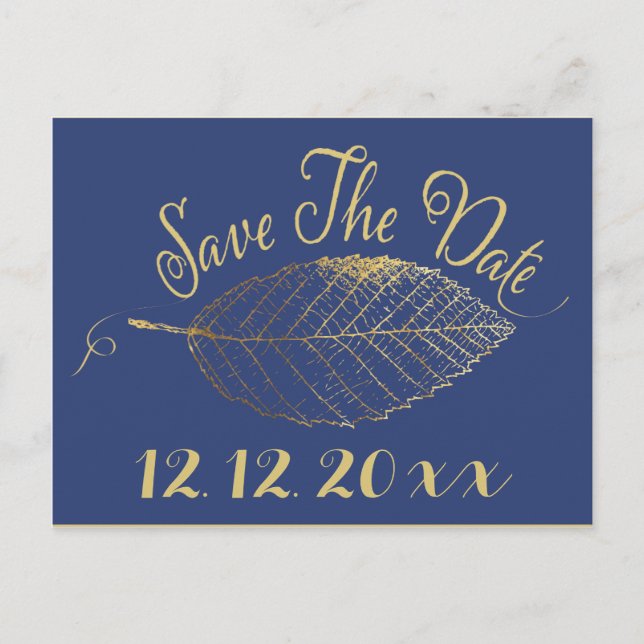 Gold Leaf Save the Date Ankündigungspostkarte (Vorderseite)