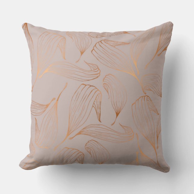 Gold Leaf Taupe Reversible Pillow Kissen (Vorderseite)