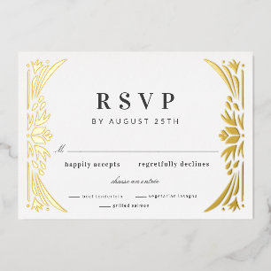 Gold Leaf vergoldete Ära Folie Hochzeit RSVP Folieneinladung