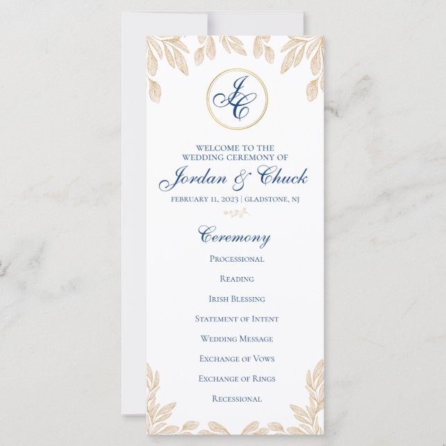 Gold Leaf Wedding Program (Vorderseite)