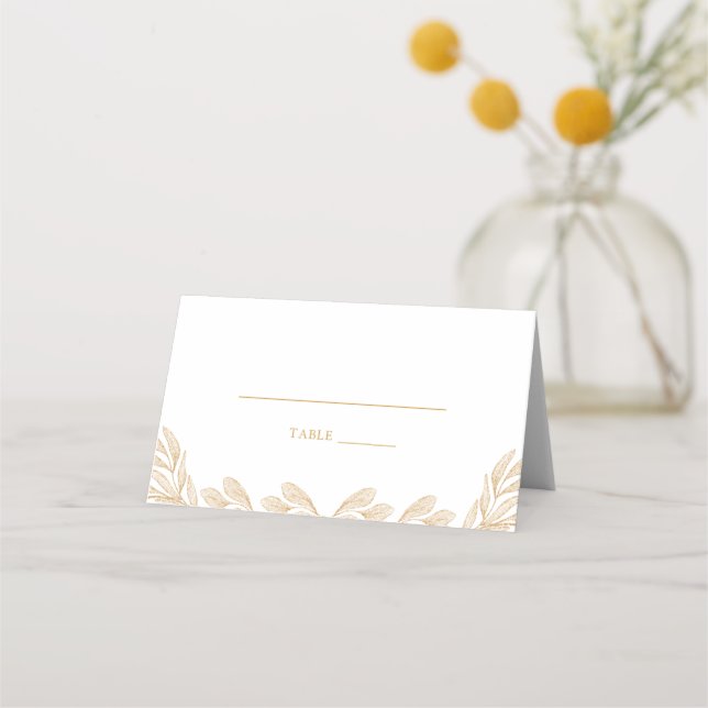 Gold Leaf Wedding Reception Platzkarte (Vorderseite)