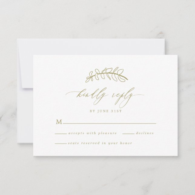 Gold Leaf Wedding RSVP Card Karte (Vorderseite)