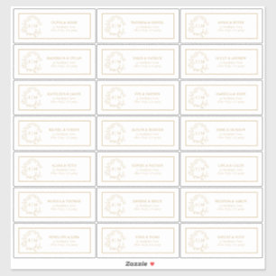 Gold Leafy Wappen Monogram Guest Address Aufkleber