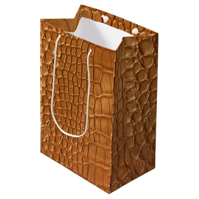 Gold leather texture luxury  mittlere geschenktüte (Vorderseite Schrägansicht)