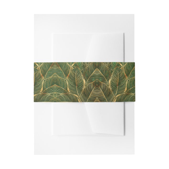 Gold Leaves Forest Green Elegant Pattern Einladungsbanderole (Vorderseite Beispiel)