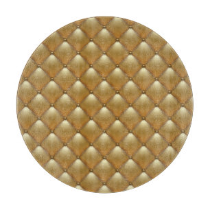 Gold-Lederpolsterung, Vintage-Sofa. Schneidebrett