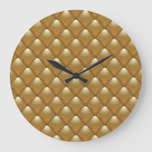 Gold Lederpolsterung, Vintages Sofa. Große Wanduhr