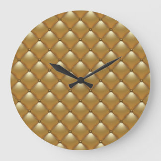 Gold Lederpolsterung, Vintages Sofa. Große Wanduhr