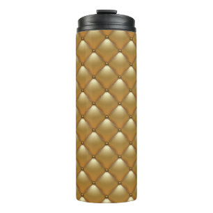 Gold Lederpolsterung, Vintages Sofa. Thermosbecher