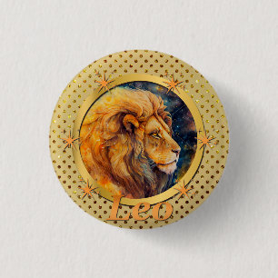 Gold Leo Zodiac Horoskop Motivierend Inspirierend Button