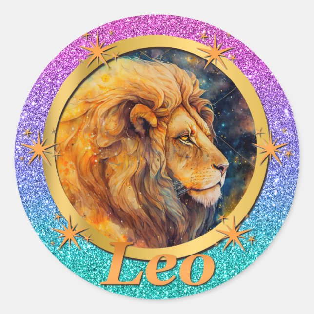 Gold Leo Zodiac Horoskop Motivierend Inspirierend Runder Aufkleber (Vorderseite)