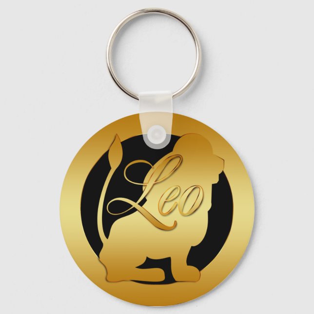 GOLD LEO ZODIAC SIGN SCHLÜSSELANHÄNGER (Vorderseite)