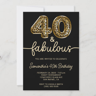 Gold Leopard 40 und Fabelhaft Schwarz Einladung