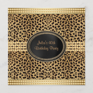 Gold Leopard Birthday Party Einladung