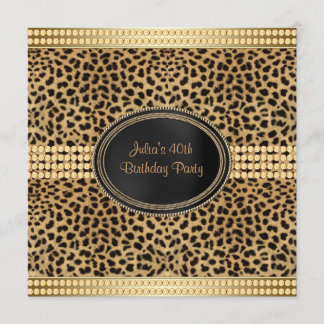 Gold Leopard Birthday Party Einladung
