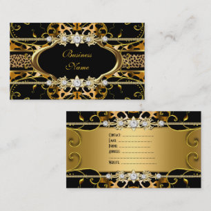 Gold Leopard Black Jewel Look Image Visitenkarte