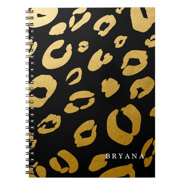 Gold Leopard Cheetah Print (JEDE FARBE) Notebook Notizblock (Vorderseite)
