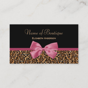 Gold Leopard Fur Chic Mauve Pink Bow Boutique Visitenkarte