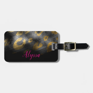 Gold Leopard Gepard Exotischer Druck Schwarze Scha Gepäckanhänger