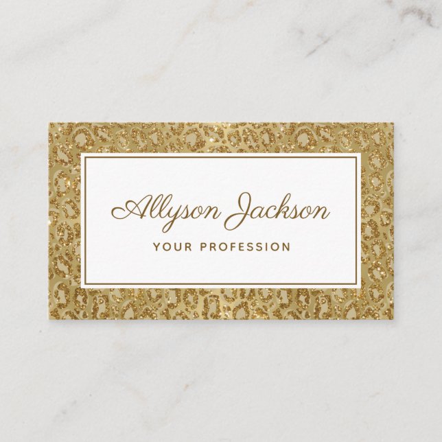 Gold Leopard Glitzer Business Card Visitenkarte (Vorderseite)