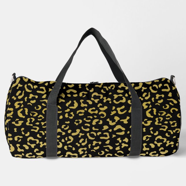 Gold Leopard, Gold Glitzer, Leopard Muster Duffle Bag (Vorderseite)