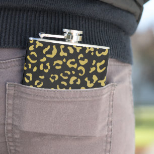 Gold Leopard, Gold Glitzer, Leopard Muster Flachmann