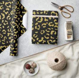 Gold Leopard, Gold Glitzer, Leopard Muster Geschenkpapier