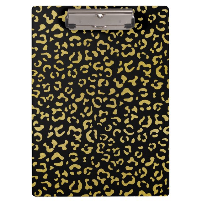 Gold Leopard, Gold Glitzer, Leopard Muster Klemmbrett (Vorderseite)