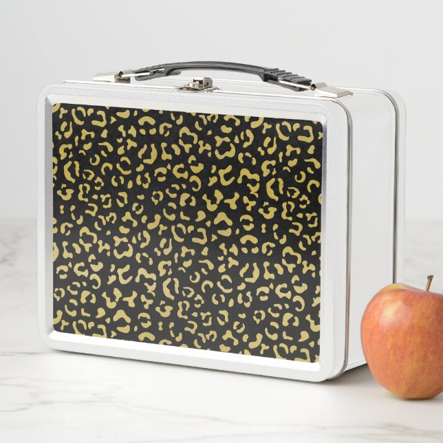 Gold Leopard, Gold Glitzer, Leopard Muster Metall Brotdose (Beispiel)