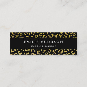 Gold Leopard, Gold Glitzer, Leopard Muster Mini Visitenkarte