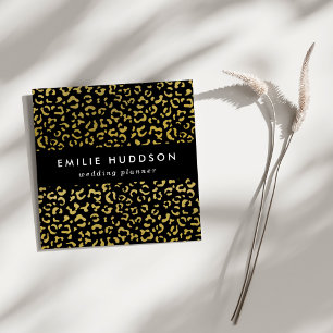 Gold Leopard, Gold Glitzer, Leopard Muster Quadratische Visitenkarte