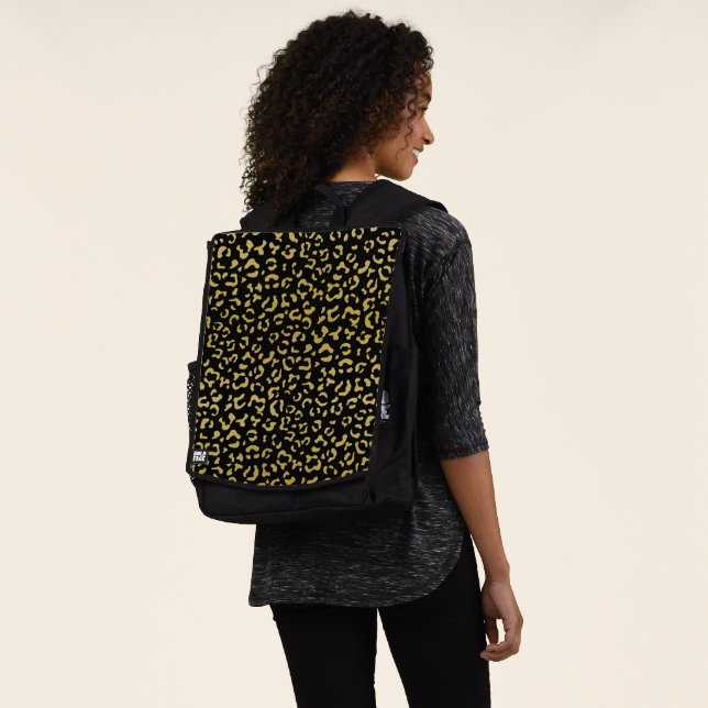 Gold Leopard, Gold Glitzer, Leopard Muster Rucksack (Ausgewaschen)