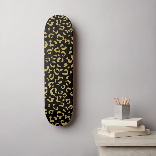 Gold Leopard, Gold Glitzer, Leopard Muster Skateboard (Wandkunst)
