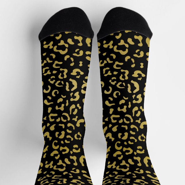 Gold Leopard, Gold Glitzer, Leopard Muster Socken (Oben)