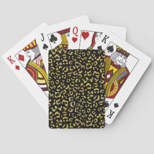 Gold Leopard, Gold Glitzer, Leopard Muster Spielkarten