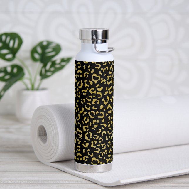 Gold Leopard, Gold Glitzer, Leopard Muster Trinkflasche (Yoga)