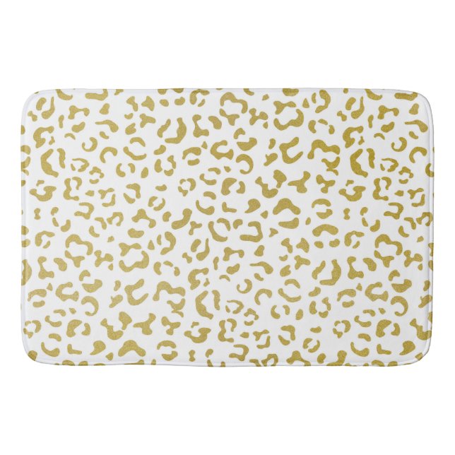 Gold Leopard, Gold Glitzer, Leopard Print Badematte (Vorderseite)