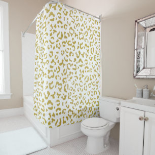 Gold Leopard, Gold Glitzer, Leopard Print Duschvorhang