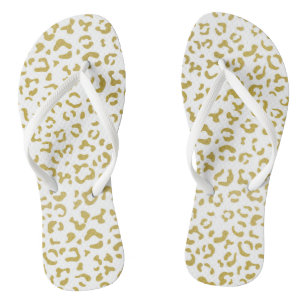 Gold Leopard, Gold Glitzer, Leopard Print Flip Flops
