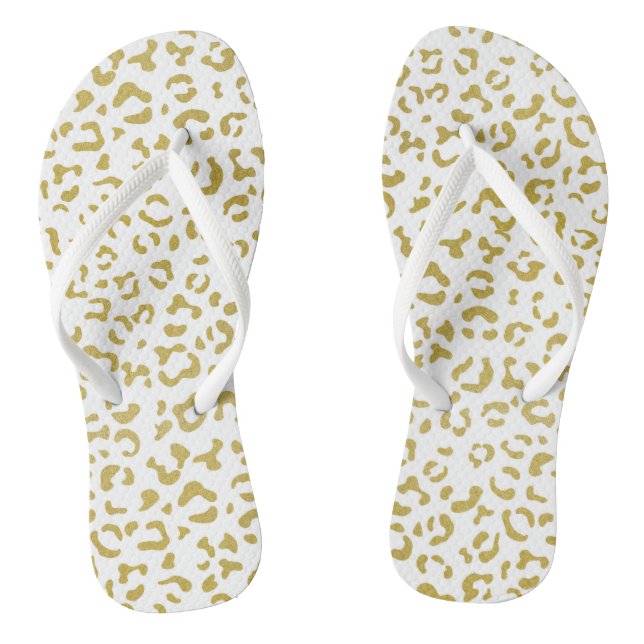 Gold Leopard, Gold Glitzer, Leopard Print Flip Flops (Fußbett)