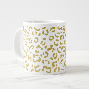Gold Leopard, Gold Glitzer, Leopard Print Jumbo-Tasse
