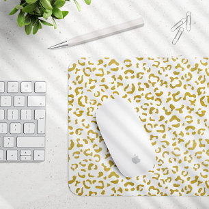 Gold Leopard, Gold Glitzer, Leopard Print Mousepad